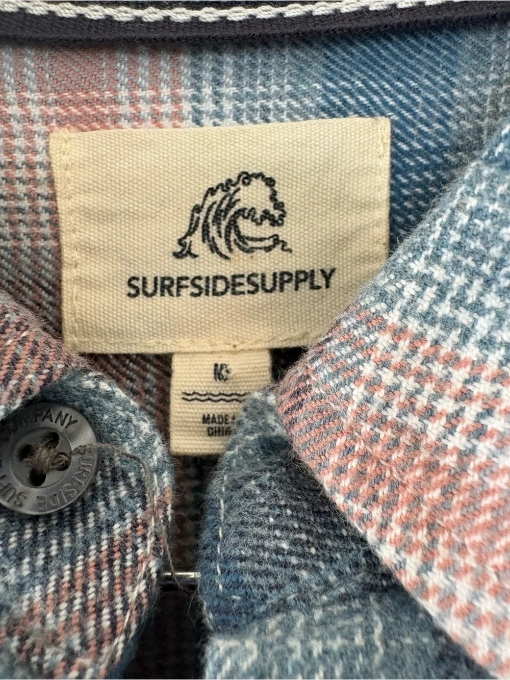 Surfside Supply Men’s Plaid Button-Down Shirt in Blue and Pink - Picture 2 of 7